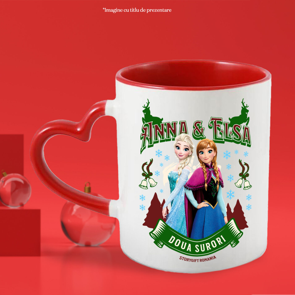 Cana Cu Frozen - Elsa si lumea magica Ceramica, 330ML, cu Maner Inima Rosie [2]