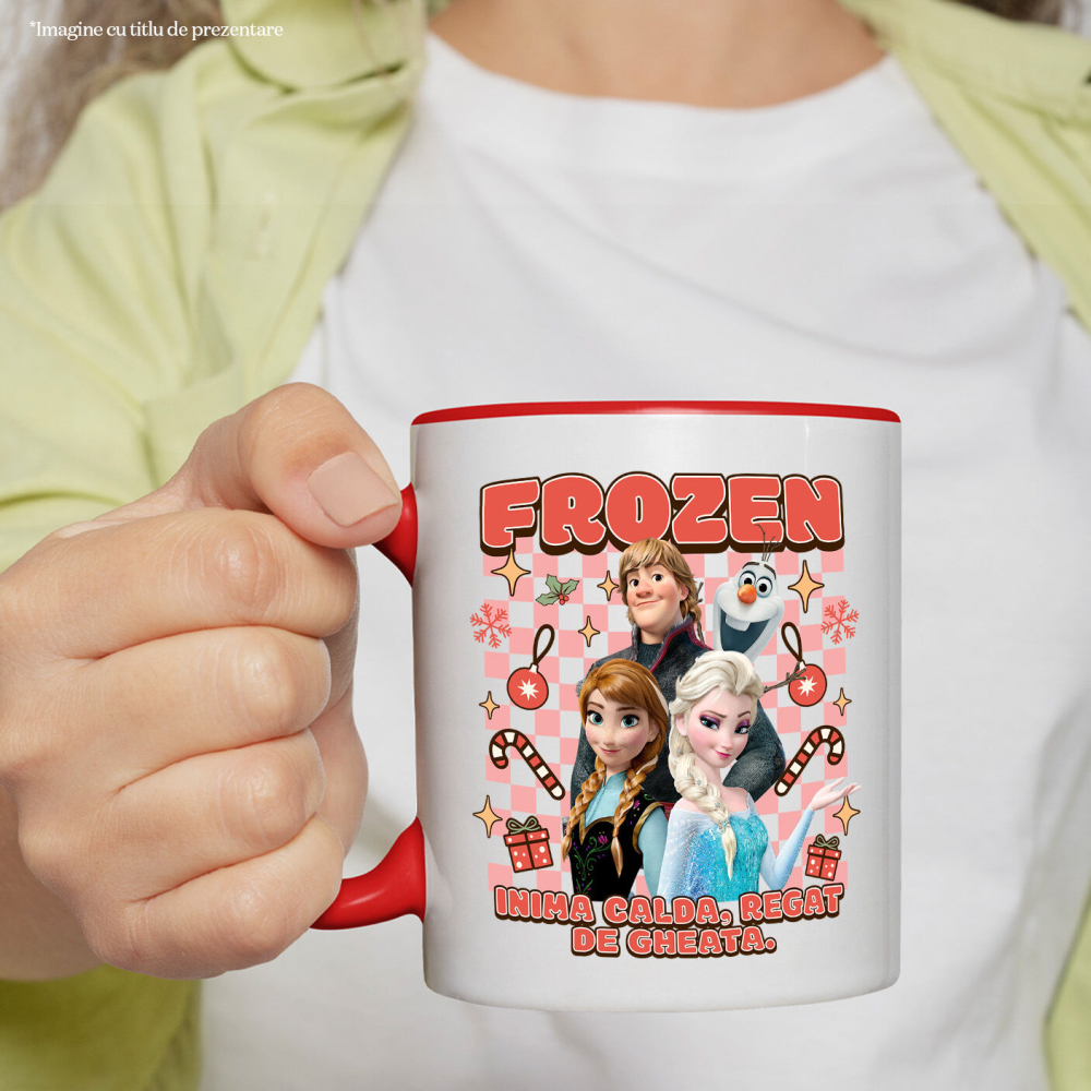 Cana Cu Frozen - Setul Aventurierilor din Zapada Ceramica, 330ML, cu Maner Rosu [2]