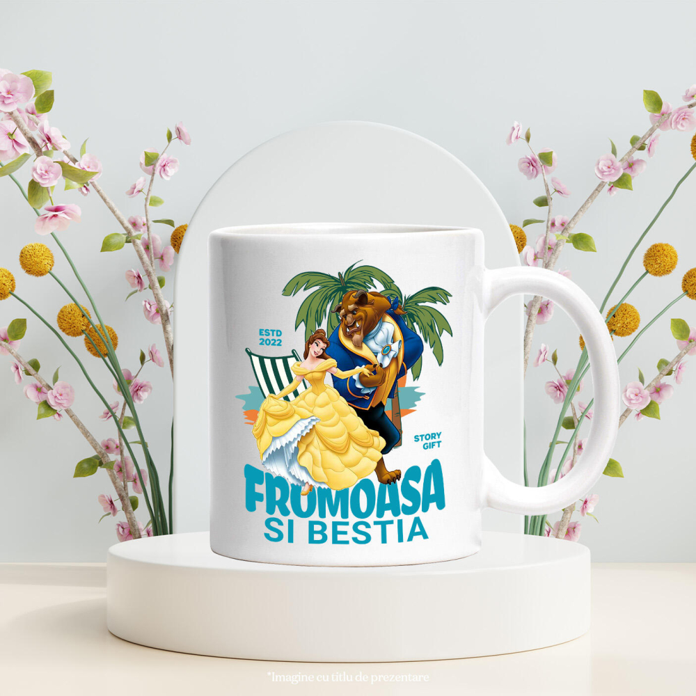 Cana Cu Frumoasa si Bestia - Dragostea Schimba Totul Ceramica, 330ML, cu Maner Alb [3]