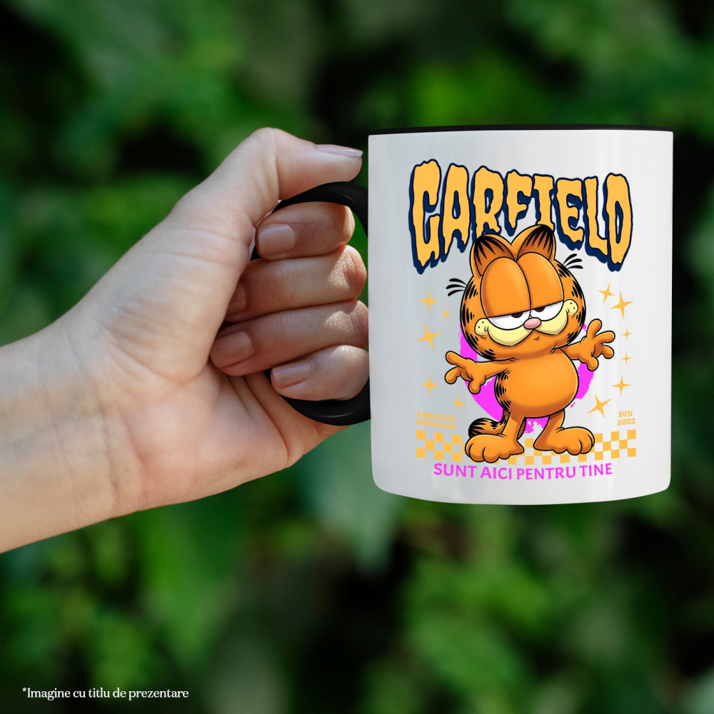 Cana Cu Garfield Poveste Electrizanta Disney Ceramica, 330ML, cu Maner Negru [2]