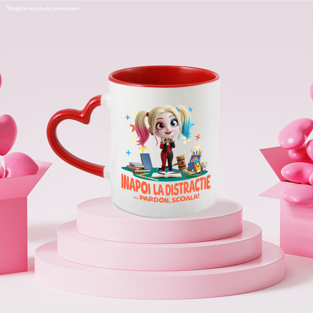 Cana Cu Harley Quinn – Aventuri La Scoala, Ceramica, 330ML [4]