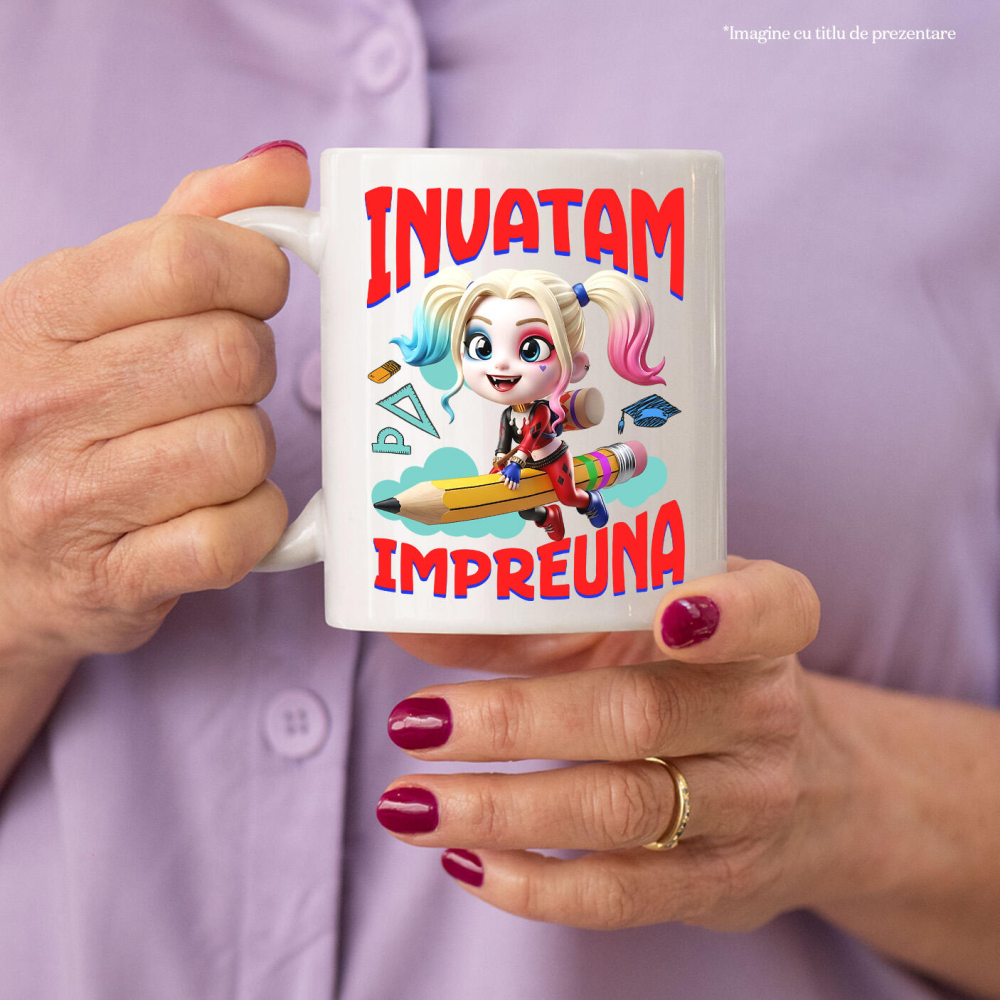 Cana Cu Harley Quinn – Invatare Vesela cu Prieteni, Ceramica, 330ML [3]