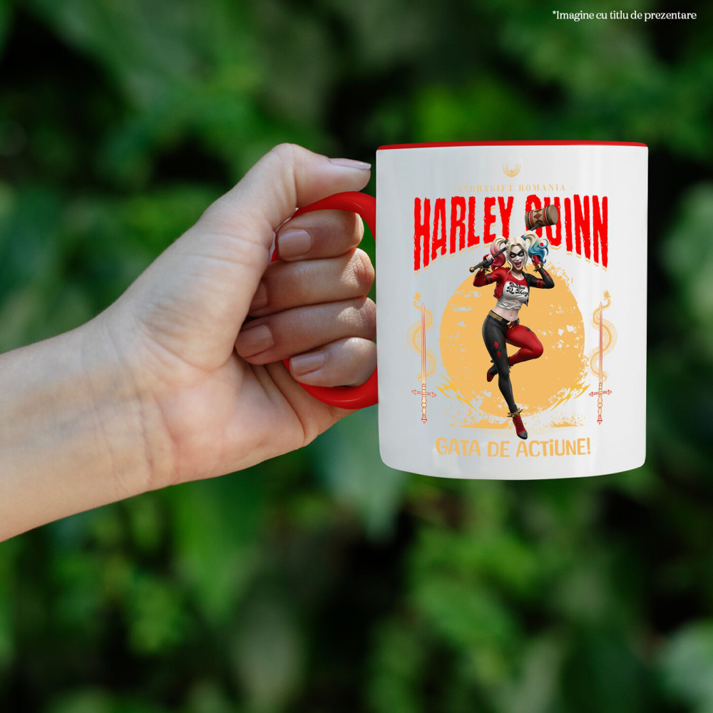 Cana Cu Harley Quinn - Magie și Haos În Acțiune cu Disney Ceramica, 330ML, cu Maner Rosu [2]