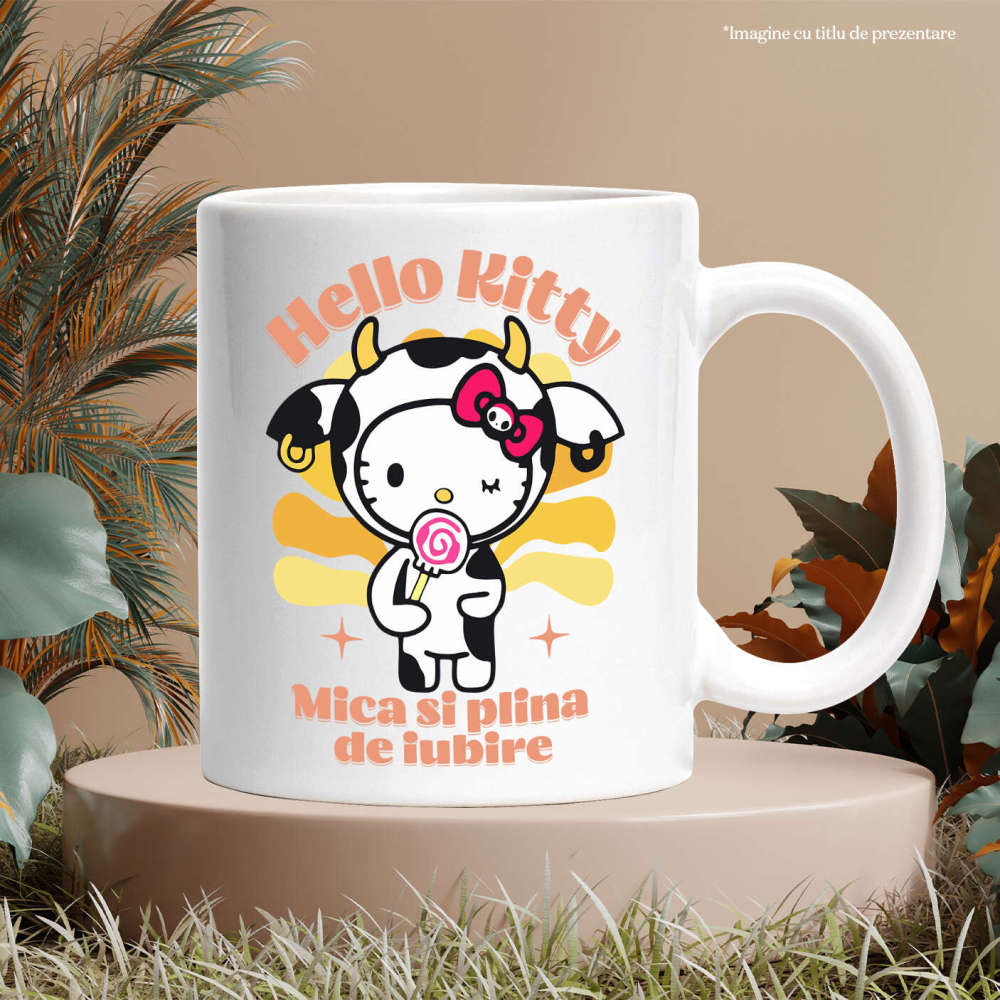 Cana Cu Hello Kiti in aventura Ceramica, 330ML, cu Maner Alb [3]