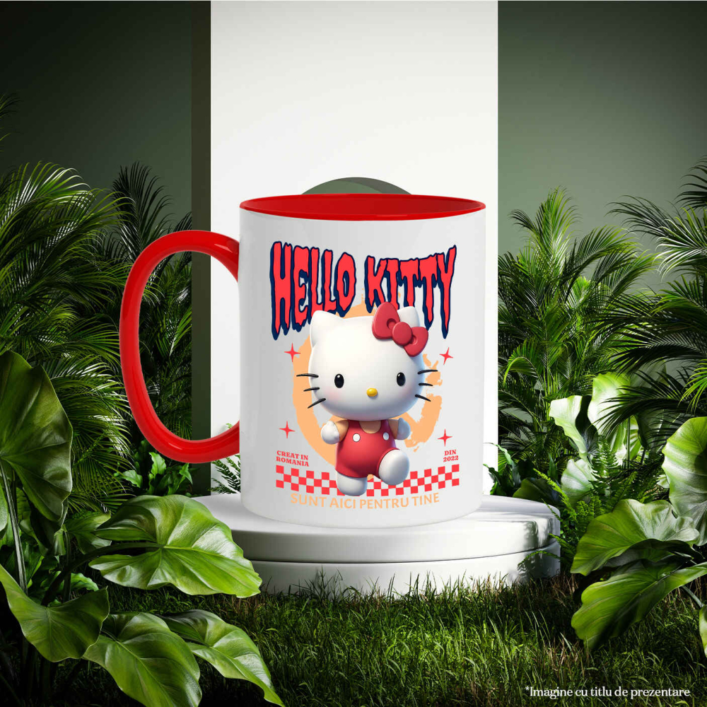 Cana Cu Hello Kitty Aventuri si Prietenie Disney Ceramica, 330ML, cu Maner Rosu [3]