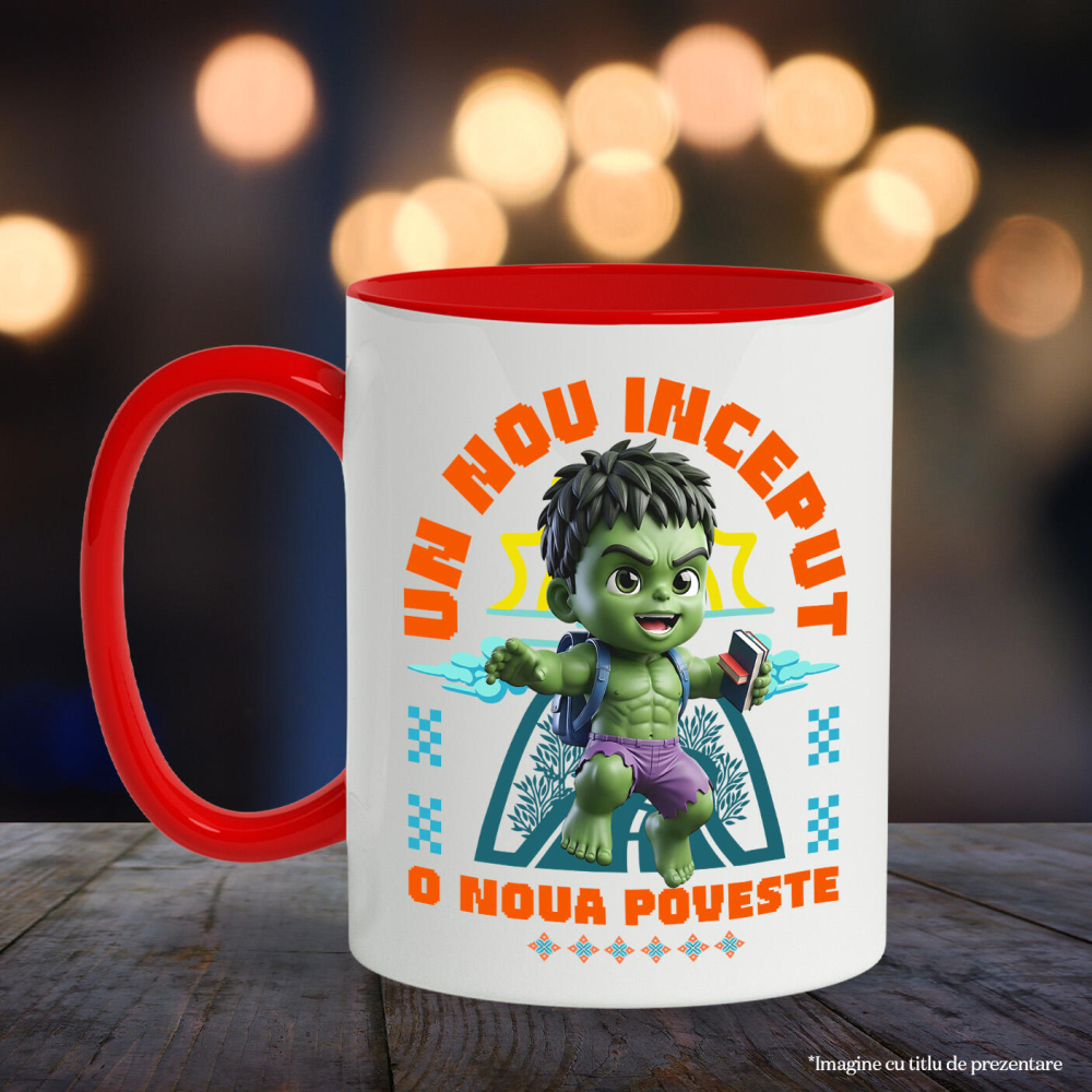 Cana Cu Hulk – Cunoaștere Și Putere La Primii Pași Ceramica, 330ML, cu Maner Rosu [3]