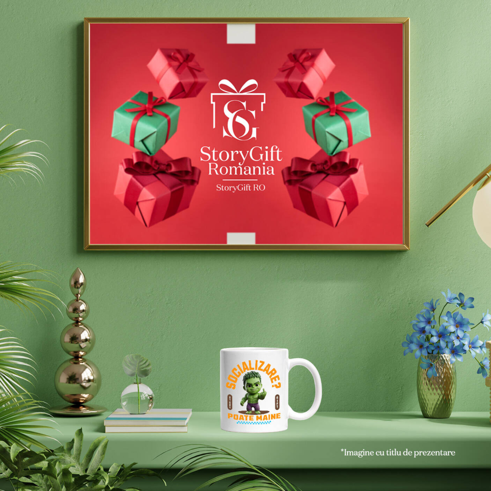 Cana Cu Hulk , Degetul Mijlociu, Socializare? Poate maine, Anti-social Ceramica, 330ML, cu Maner Alb [4]