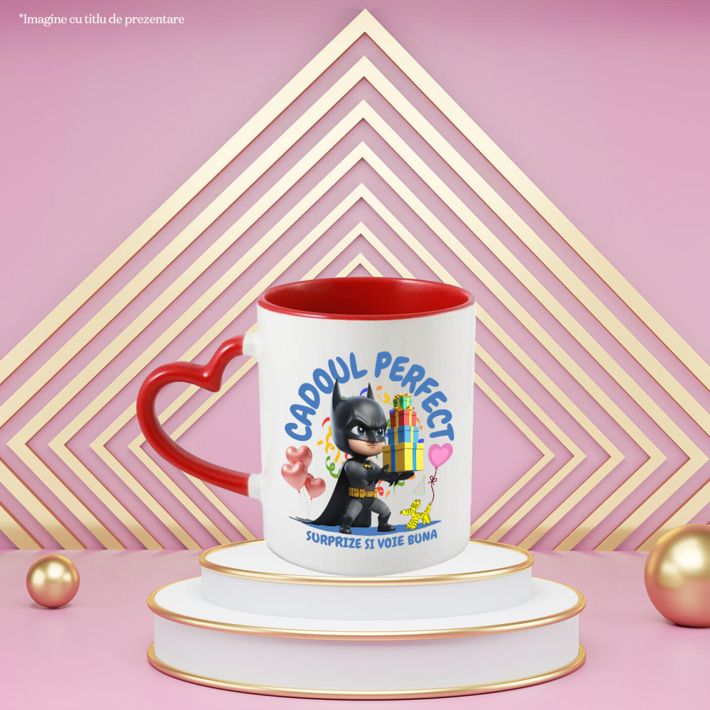 Cana Cu Inima lui Batman - Cadou pentru Apărătorii Gothamului, Ceramica, 330ML [2]