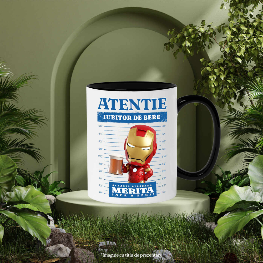Cana Cu Iron Man: Cadou si Bere – Pachetul Tehnologic, Ceramica, 330ML [4]