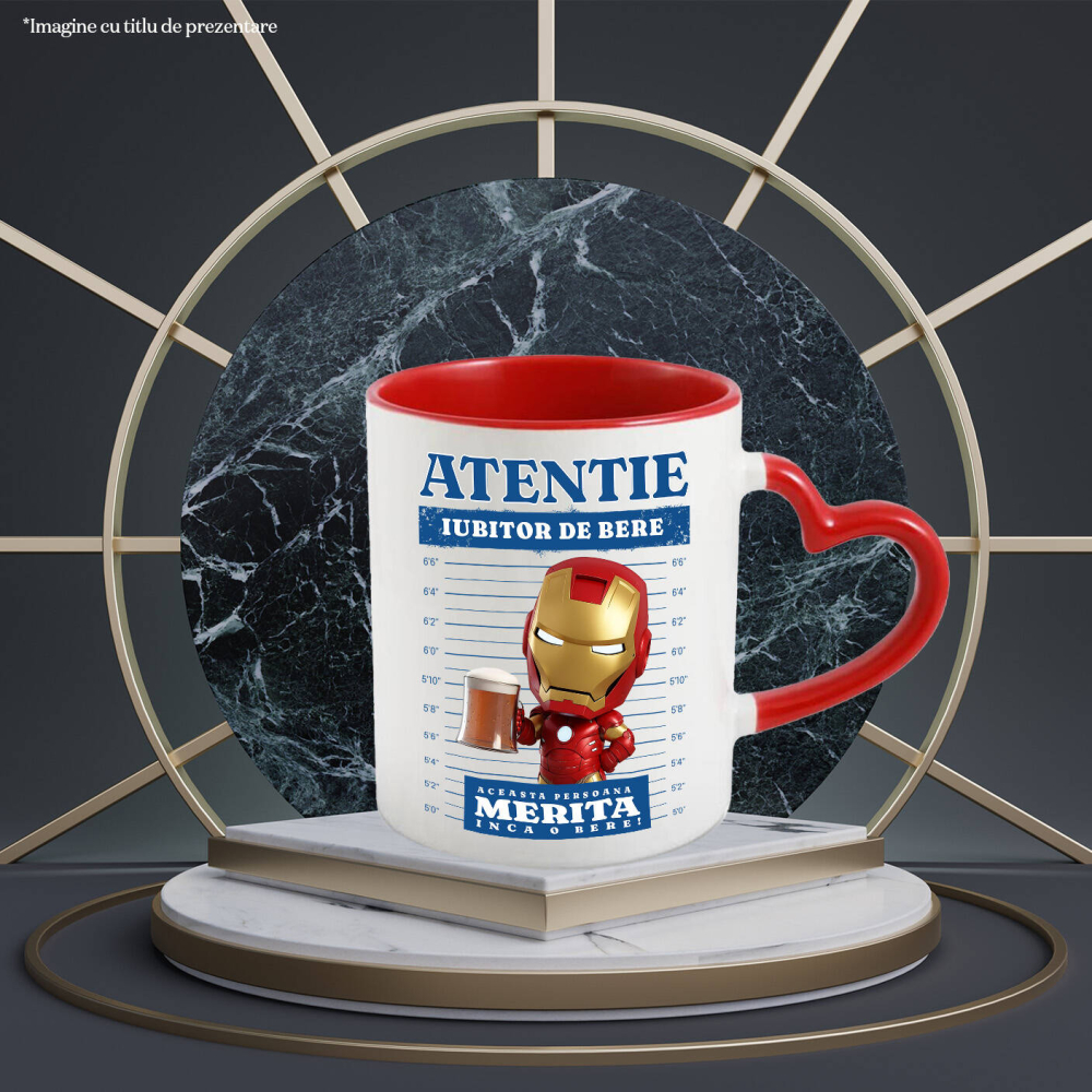 Cana Cu Iron Man: Cadou si Bere – Pachetul Tehnologic, Ceramica, 330ML [2]