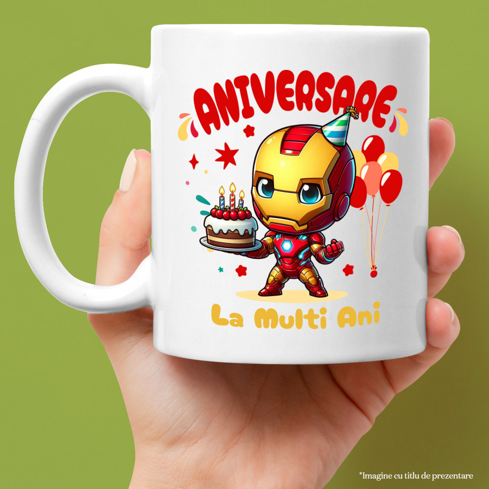Cana Cu Iron Man – Cadouri Ce Inspira Curaj si Inventie Ceramica, 330ML, cu Maner Alb [2]