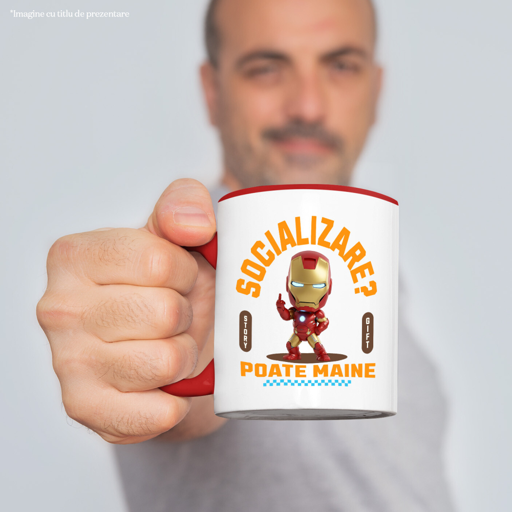 Cana Cu Iron man , Degetul Mijlociu, Socializare? Poate maine, Anti-social, Ceramica, 330ML [2]