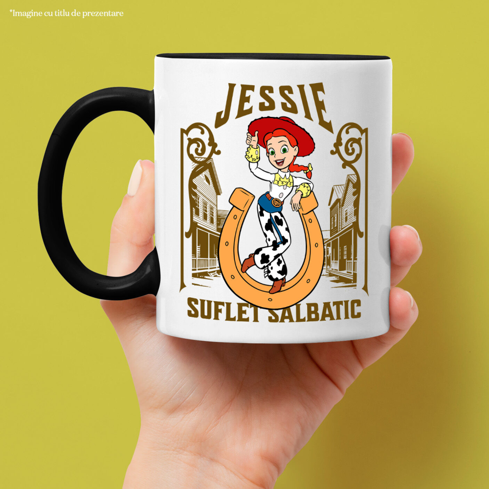 Cana Cu Jessie – eroina din inima Ceramica, 330ML, cu Maner Negru [2]