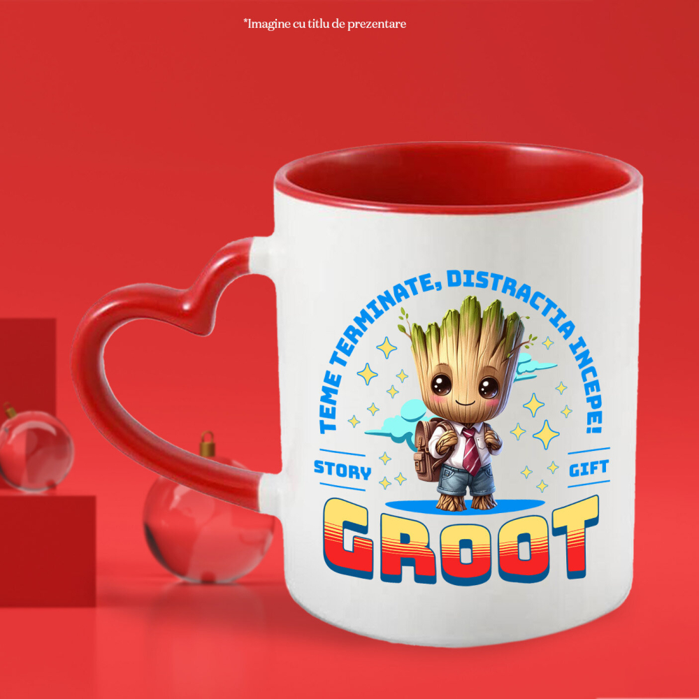 Cana Cu Joaca si Invata cu Gaoot Ceramica, 330ML, cu Maner Inima Rosie [2]