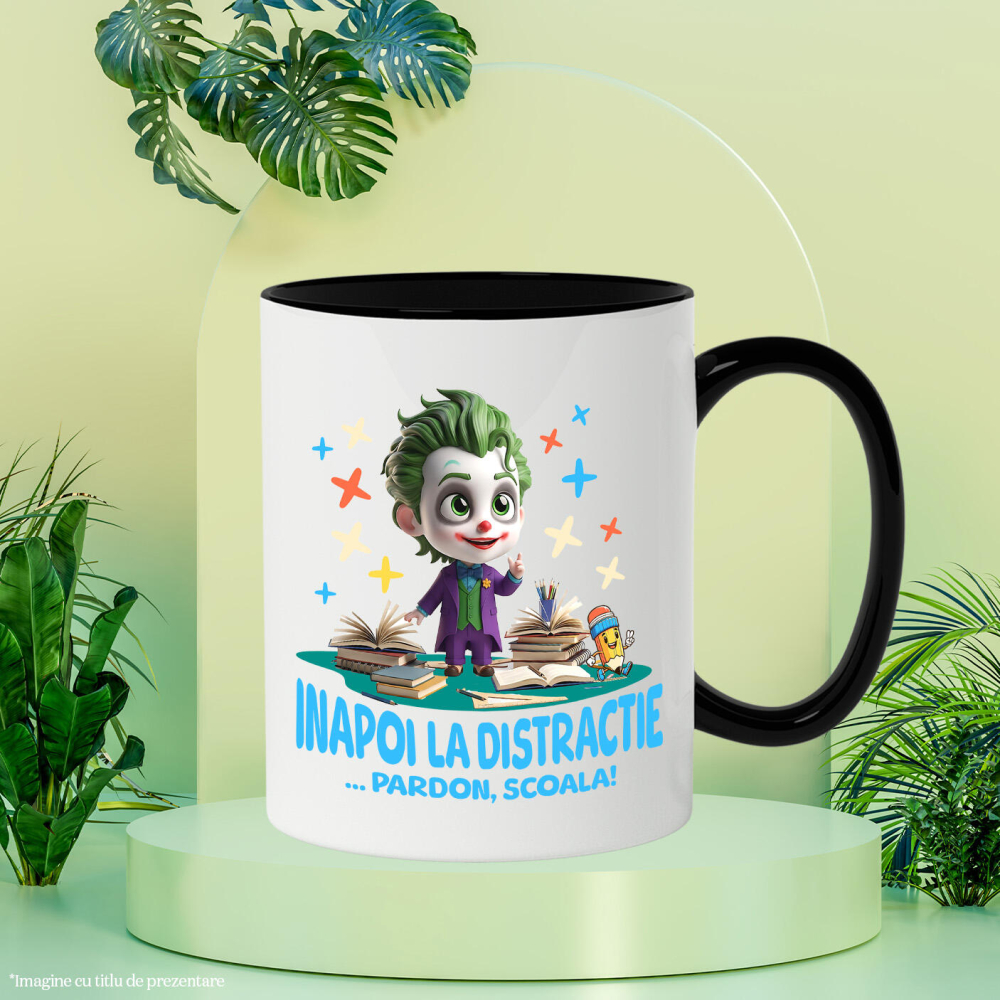 Cana Cu Joker – Distractie La Scoala Cu Prieteni Ceramica, 330ML, cu Maner Negru [3]