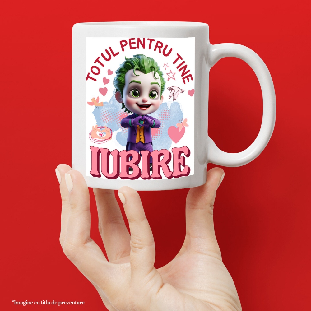 Cana Cu Joker, Iubire, Dragoste, Afectiune, Inima, Ceramica, 330ML [3]