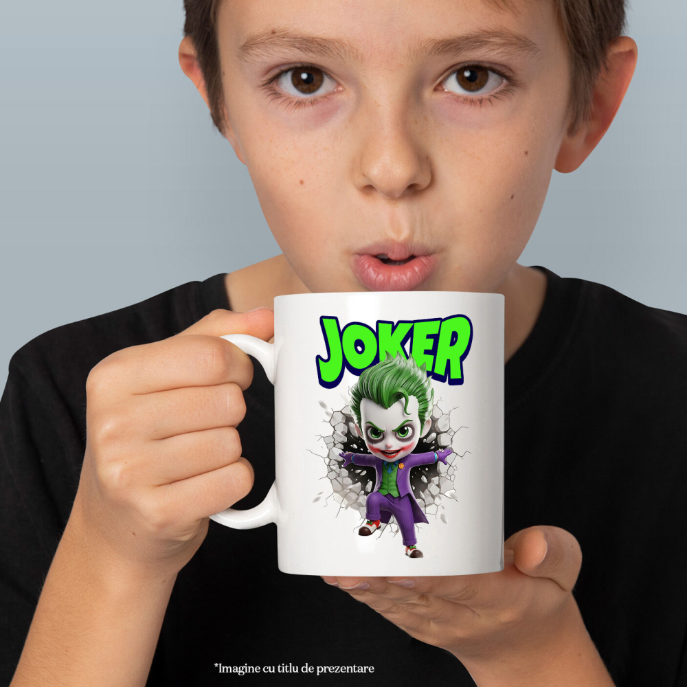 Cana Cu Joker - Povestea unui Războinic al Haosului în Cadru Ceramica, 330ML, cu Maner Alb [2]