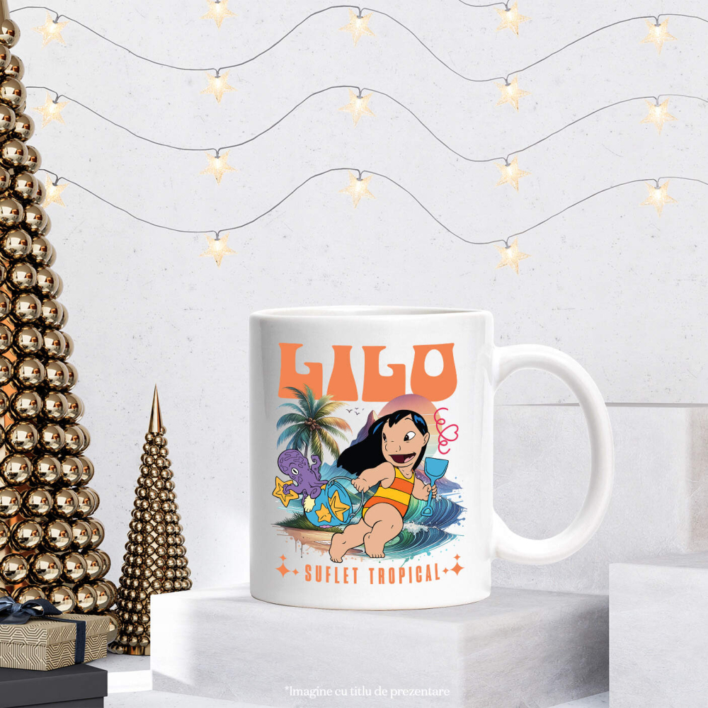 Cana Cu Lilo – aventuri in Hawaii Ceramica, 330ML, cu Maner Alb [3]