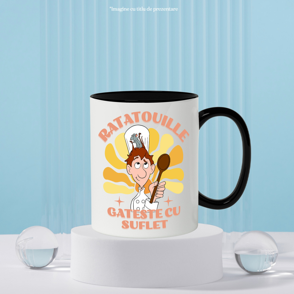 Cana Cu Linguini si Remy – Prietenie in Bucatarie Ceramica, 330ML, cu Maner Negru [3]