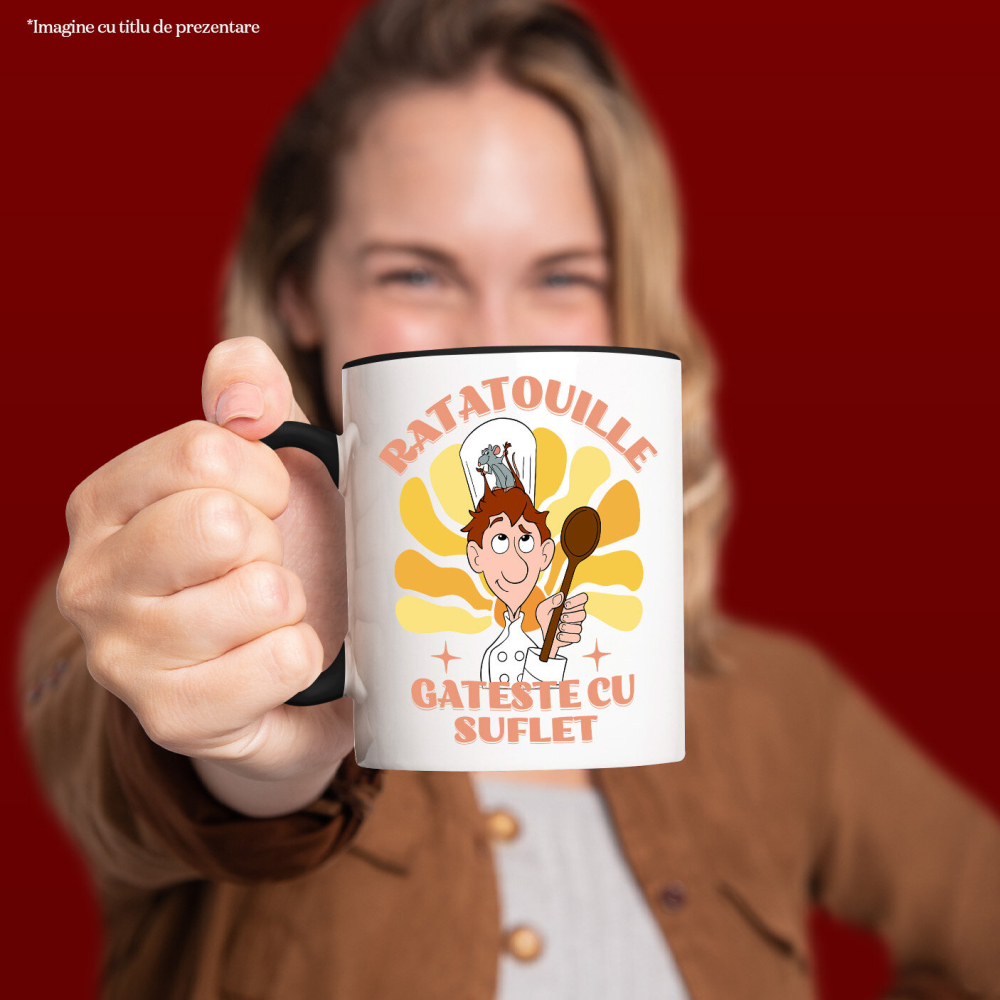 Cana Cu Linguini si Remy – Prietenie in Bucatarie Ceramica, 330ML, cu Maner Negru [2]