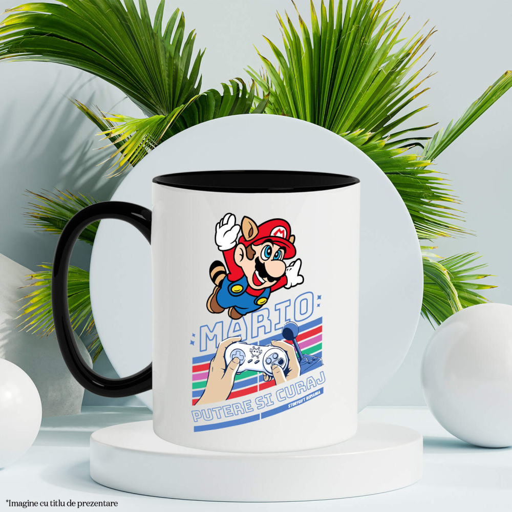 Cana Cu Lumea Magica a lui Mario Ceramica, 330ML, cu Maner Negru [3]
