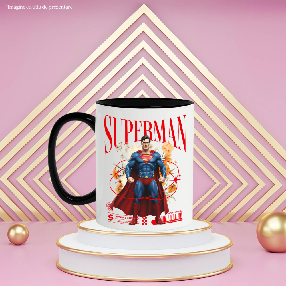 Cana Cu Magia Florilor Disney cu Superman Ceramica, 330ML, cu Maner Negru [3]