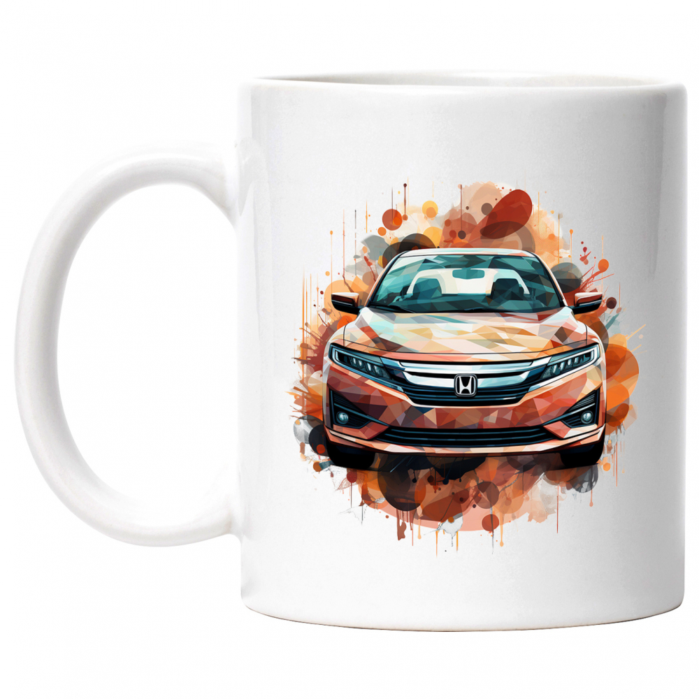 Cana Cu Masina, Honda Accord, Ilustratie Watercolor, Mosaic, Multicolor 330 ml, Ceramica cu Maner Alb [1]