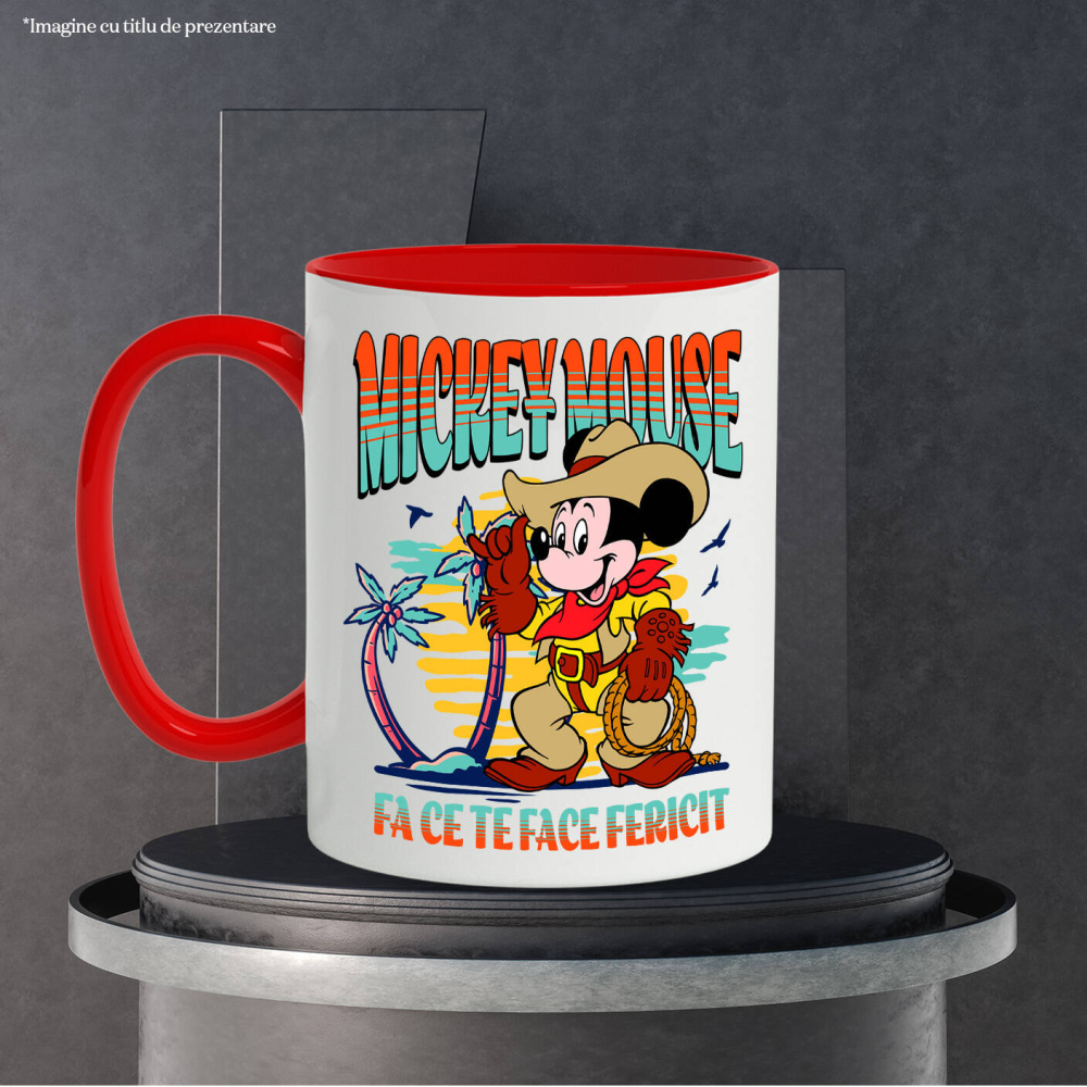 Cana Cu Mickey, Cowboy-ul Vesel, Ceramica, 330ML [4]