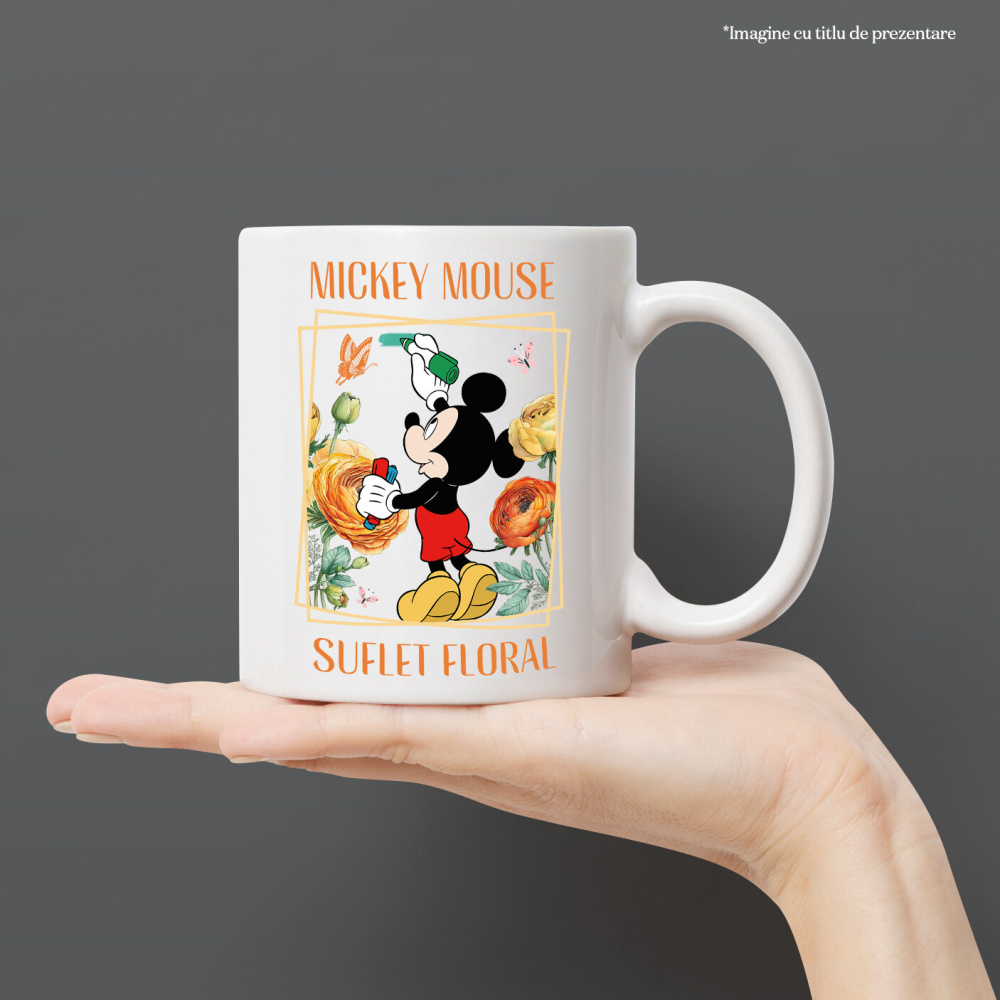 Cana Cu Mickey Mouse Descopera Frumusetea Florilor, Ceramica, 330ML [3]