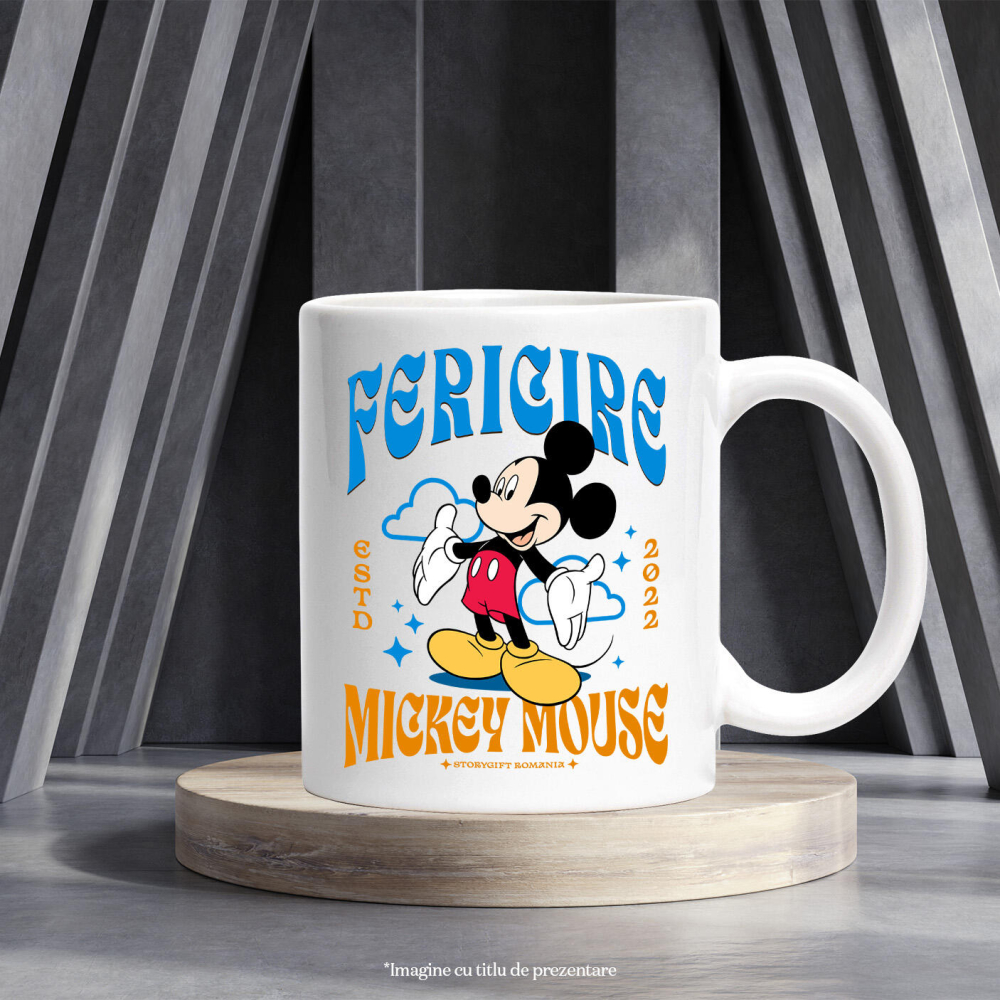Cana Cu Mickey Mouse – Prietenul Tuturor Copiilor Ceramica, 330ML, cu Maner Alb [3]