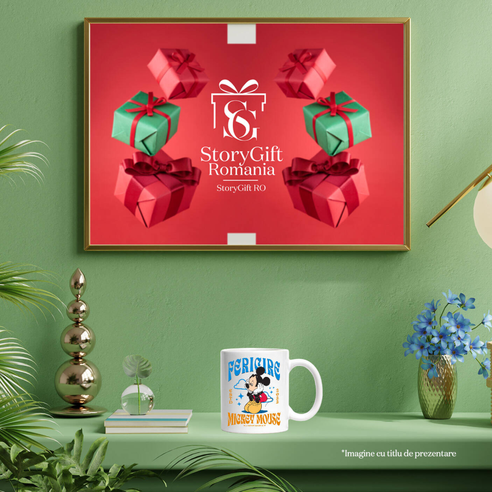 Cana Cu Mickey Mouse Suparat Dar Puternic Ceramica, 330ML, cu Maner Alb [4]