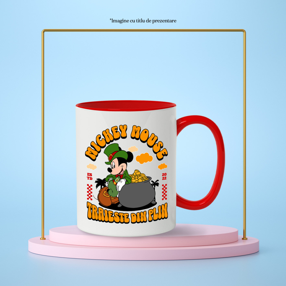 Cana Cu Mickey, norocosul cu sacul cu galbeni, Ceramica, 330ML [4]