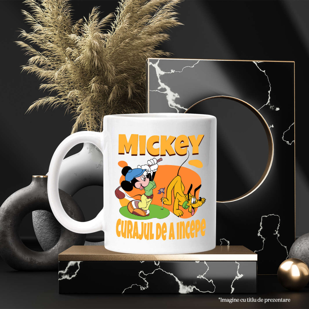 Cana Cu Mickey si Pluto fac echipa pe teren Ceramica, 330ML, cu Maner Alb [3]