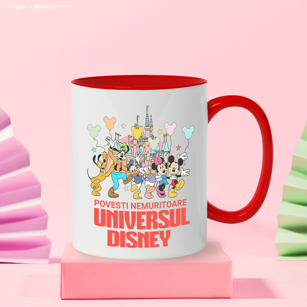 Cana Cu Mickey si Prietenii Ceramica, 330ML, cu Maner Rosu [3]
