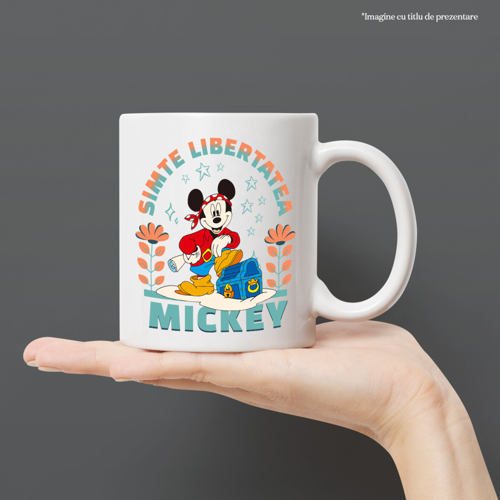 Cana Cu Mickey – vanatorul de comori Ceramica, 330ML, cu Maner Alb [2]