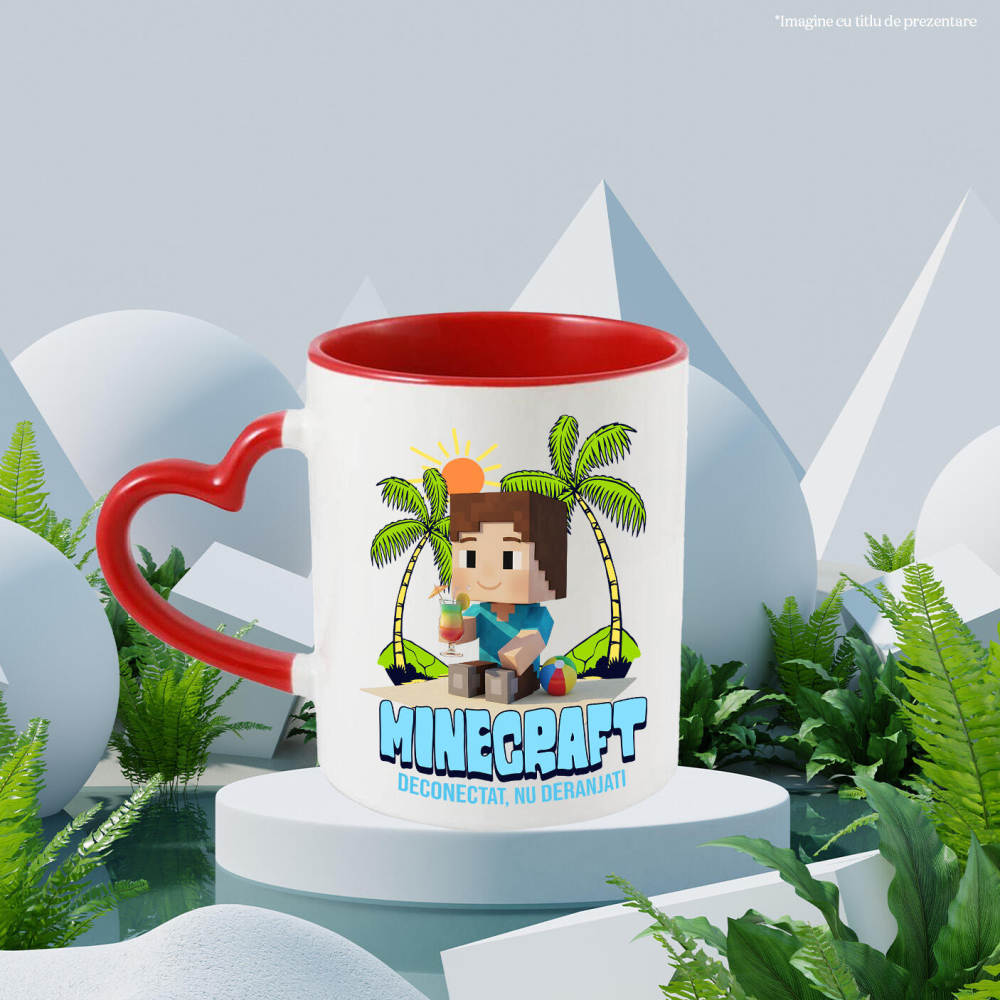 Cana Cu Minecraft si Aventurile la Plaja, Ceramica, 330ML [3]