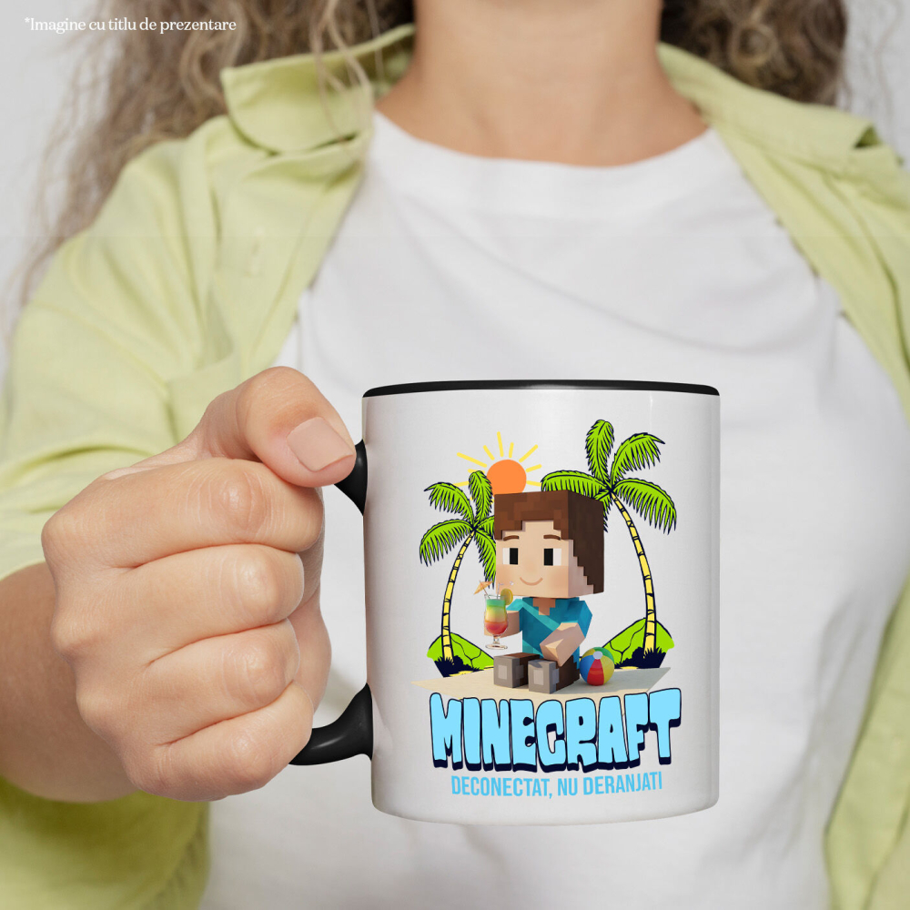 Cana Cu Minecraft si Aventurile la Plaja, Ceramica, 330ML [2]