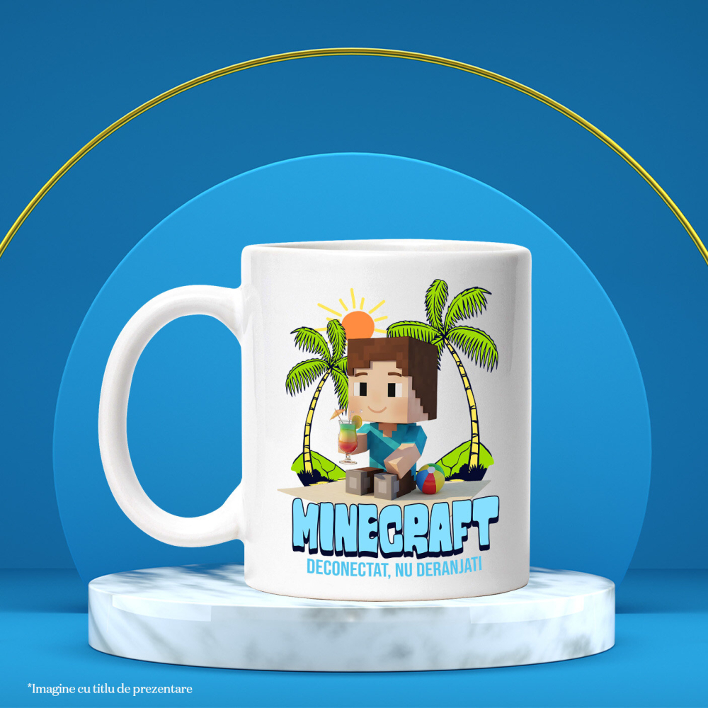 Cana Cu Minecraft si Aventurile la Plaja, Ceramica, 330ML [4]