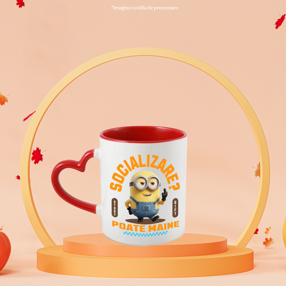 Cana Cu Minion , Degetul Mijlociu, Socializare? Poate maine, Anti-social, Ceramica, 330ML [3]