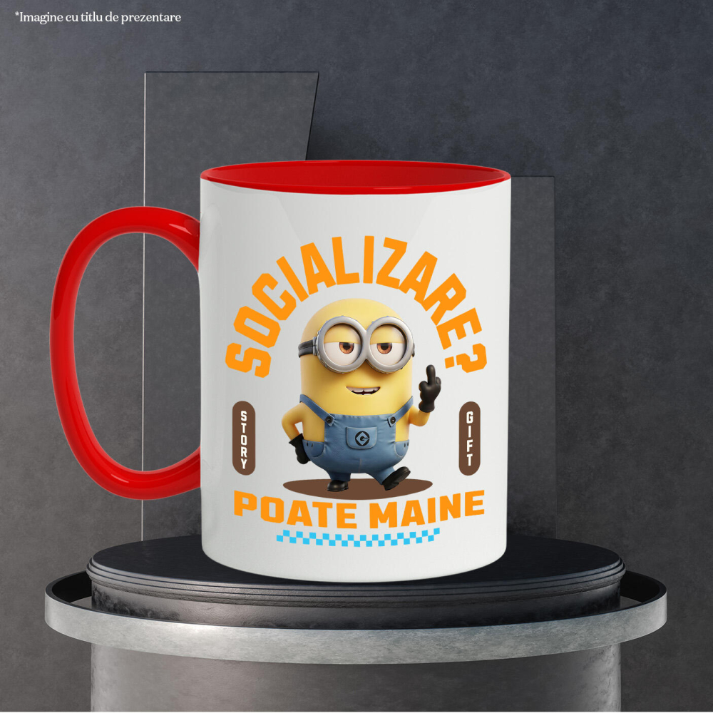 Cana Cu Minion , Degetul Mijlociu, Socializare? Poate maine, Anti-social, Ceramica, 330ML [4]
