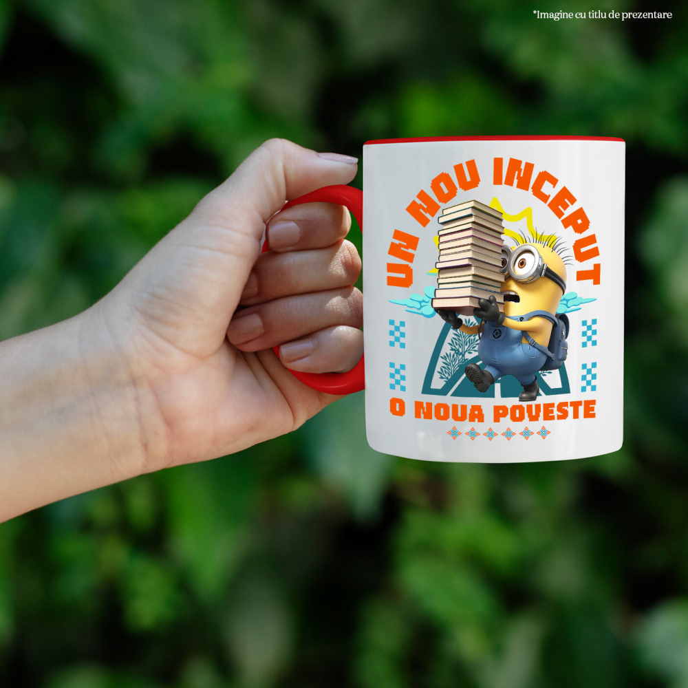 Cana Cu Minions – Cărți Care Te Învață Să Crești Cu Multă Amuzament Ceramica, 330ML, cu Maner Rosu [2]