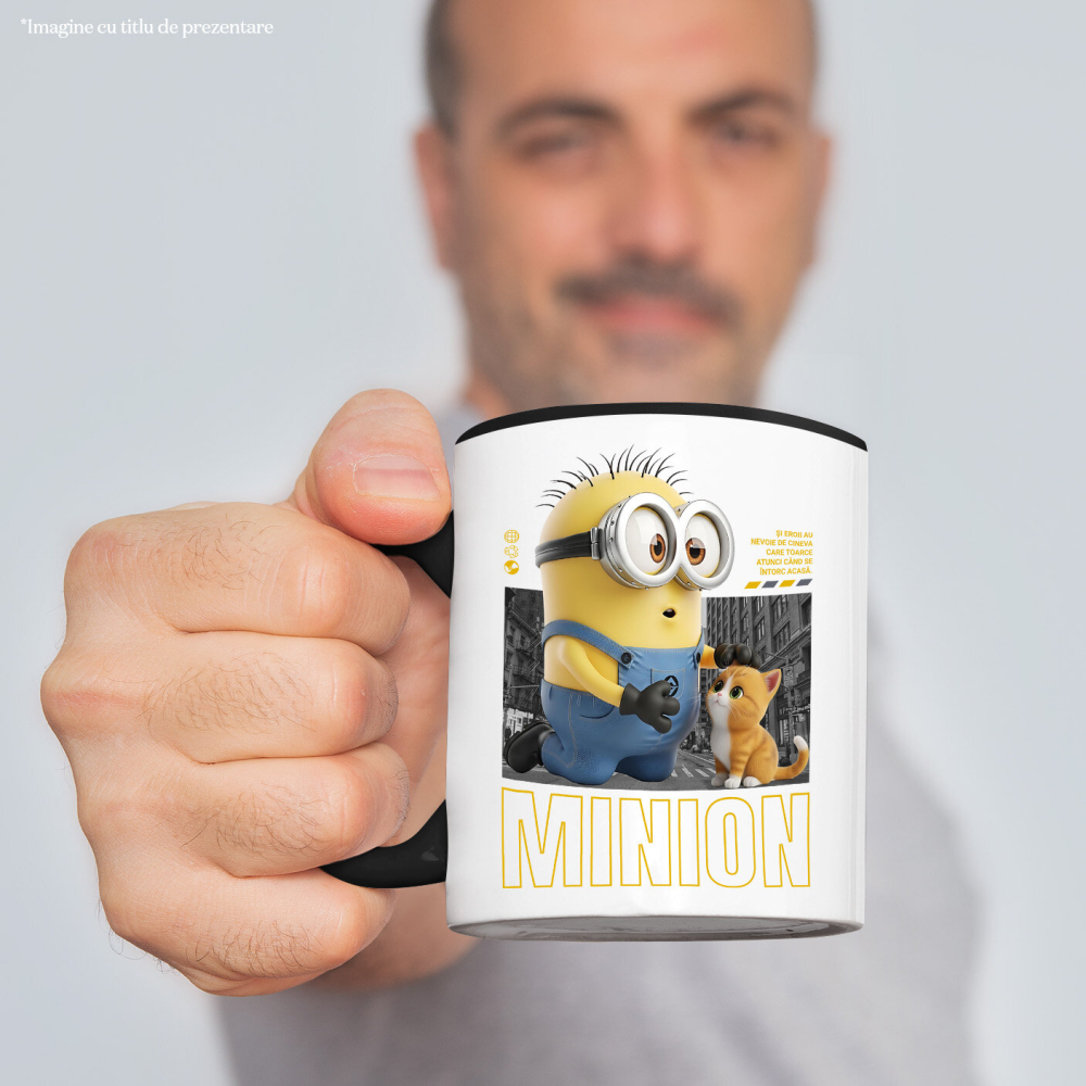 Cana Cu Minions si Pisicuta – Distractie si Actiune, Ceramica, 330ML [3]