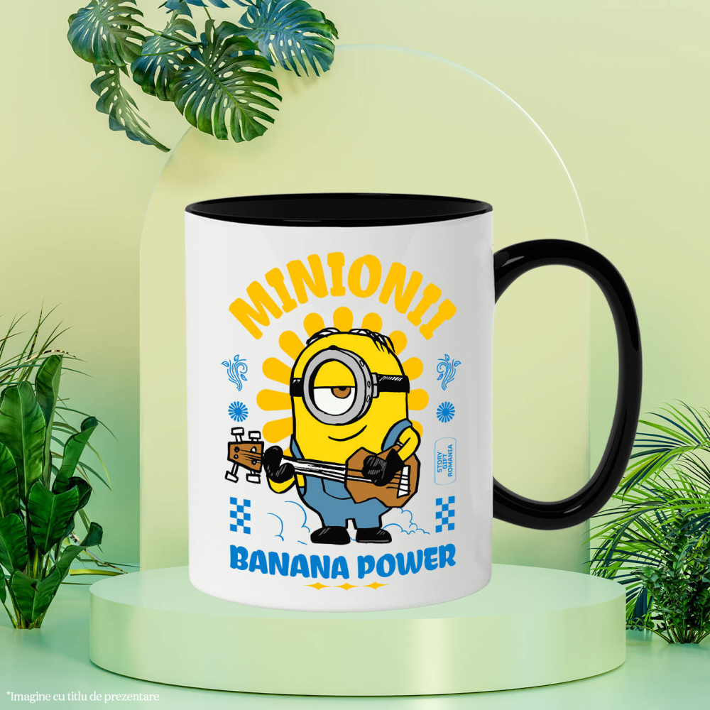 Cana Cu Minionul – Chitară și Distracție Ceramica, 330ML, cu Maner Negru [3]