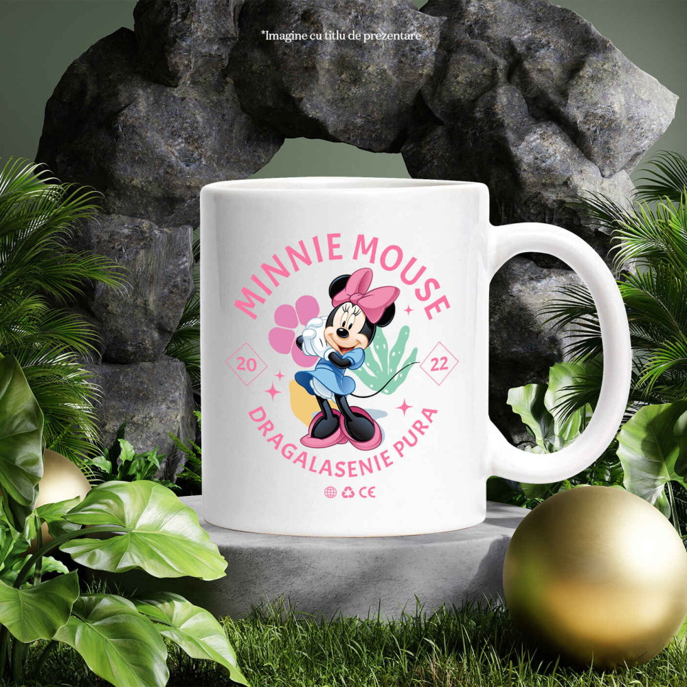 Cana Cu Minnie, fata care transforma orice zi in poveste Ceramica, 330ML, cu Maner Alb [3]