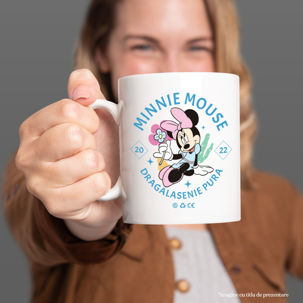 Cana Cu Minnie, fata cu suflet curat si zambet larg Ceramica, 330ML, cu Maner Alb [2]