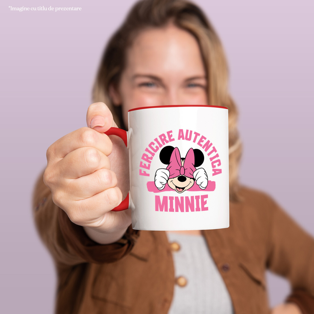 Cana Cu Minnie, prințesa ce aduce bucurie Ceramica, 330ML, cu Maner Rosu [2]