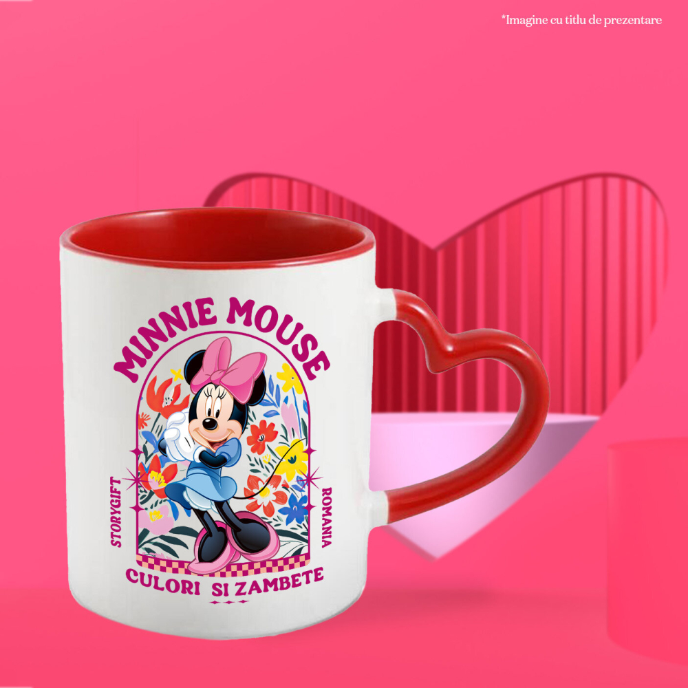 Cana Cu Minnie și câmpul de flori colorate, Ceramica, 330ML [2]
