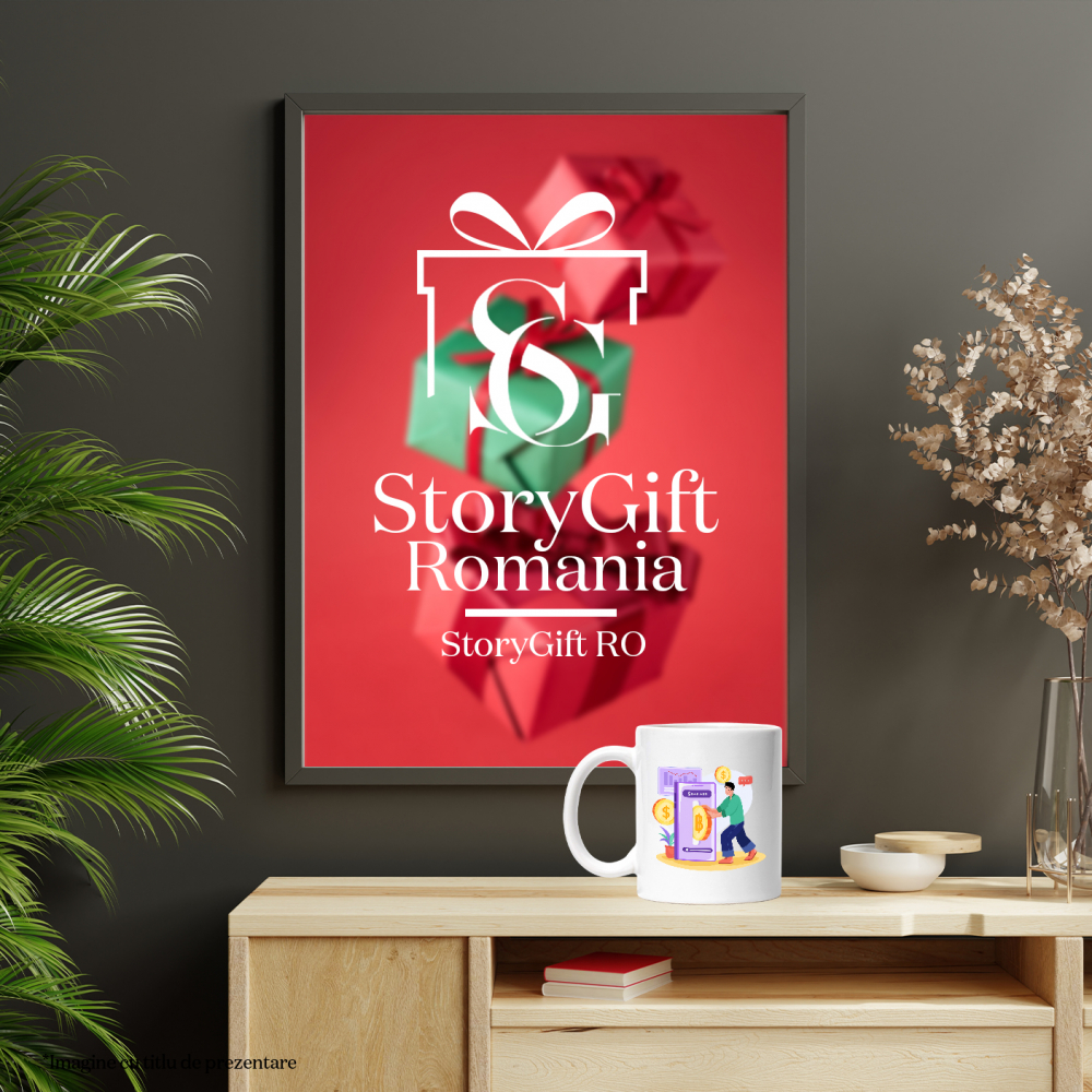 Cana Cu Moneda, Telefon, Finante, Multicolor 330 ml, Ceramica cu Maner Alb [4]