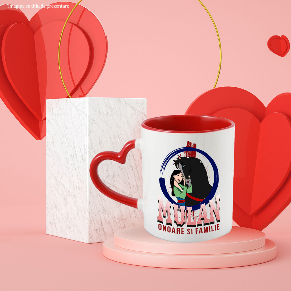 Cana Cu Mulan cu calul - Curaj pe doua picioare si patru copite, Ceramica, 330ML [4]