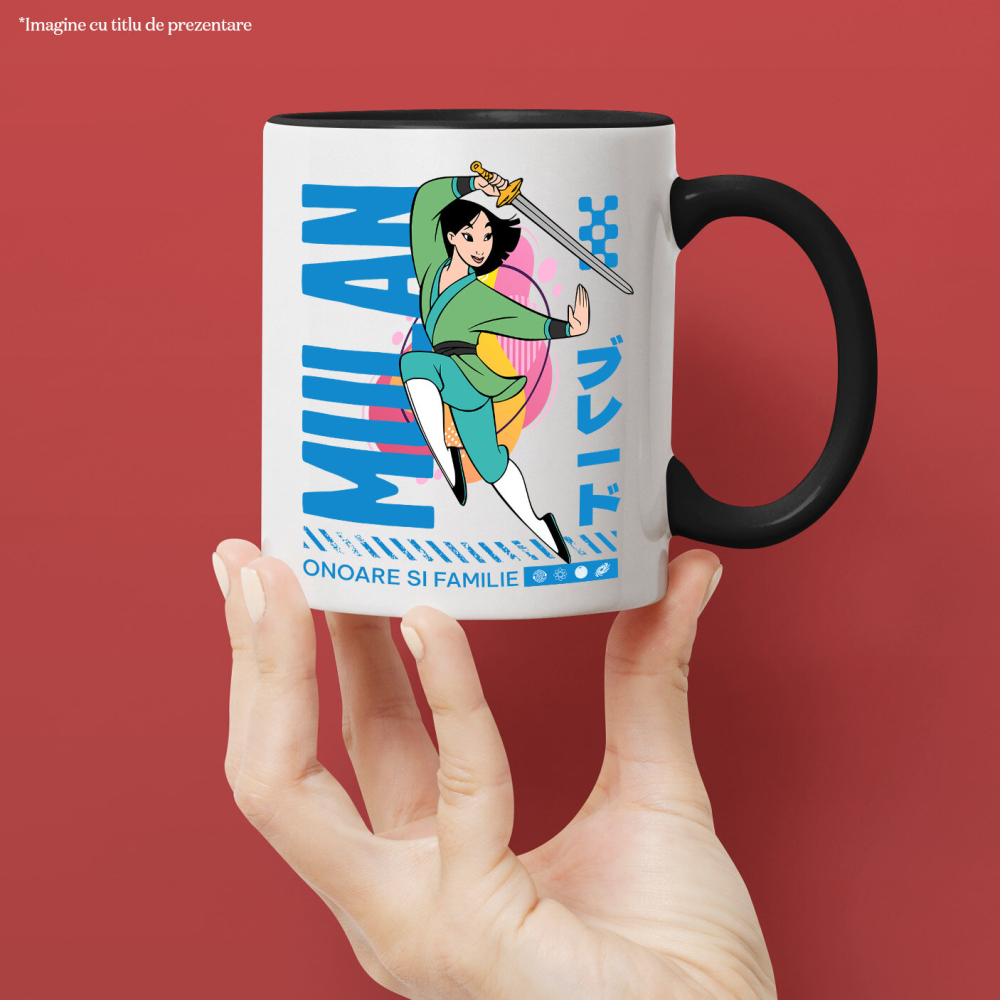 Cana Cu Mulan - Lupta pentru onoare si familie Ceramica, 330ML, cu Maner Negru [2]